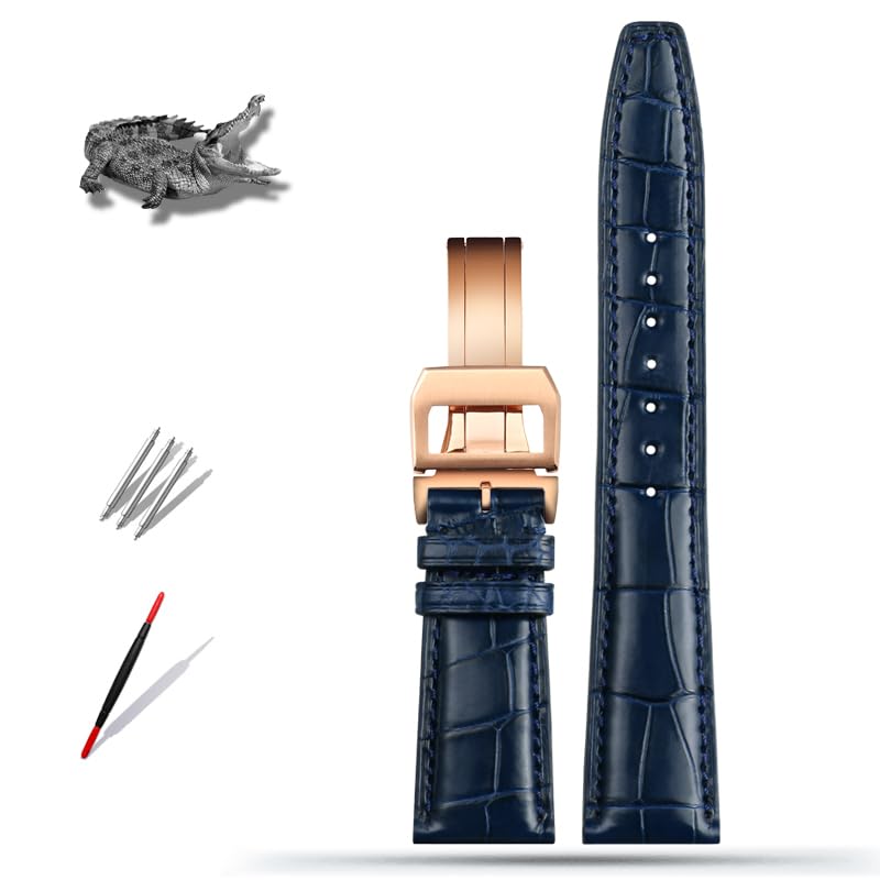 Correa de reloj de piel de cocodrilo de 20mm, 21mm, 22mm, repuesto para IWC Portugieser Porotfino, familia, relojes de piloto, correa con hebilla plegable
