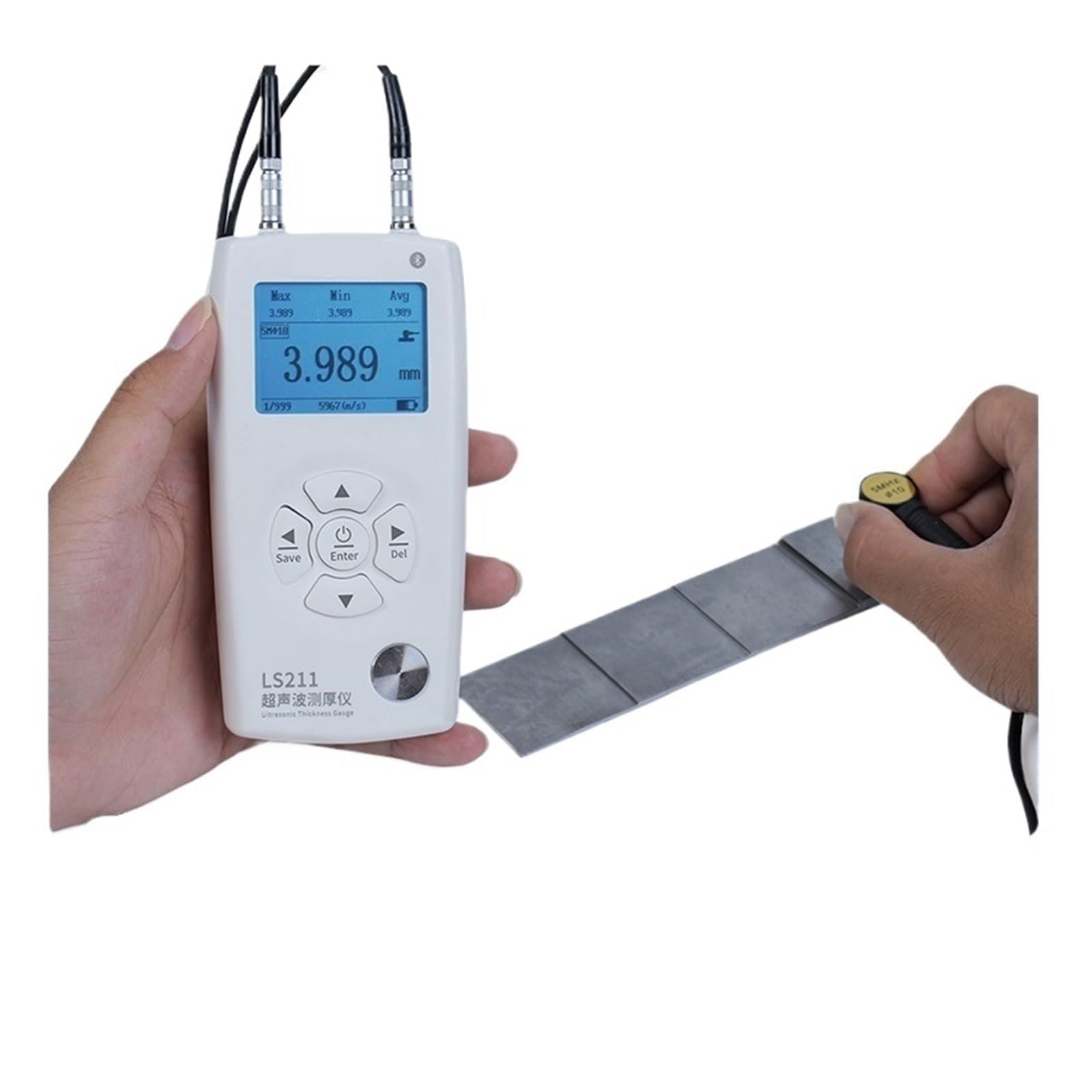 CVFRDD Ultrasonic Thickness Gauge Steel, Metals, Plastic, Glass, PVC, Pipes Thickness Gauge Meter LS211 Range 600mm Bluetooth APP(LS211)