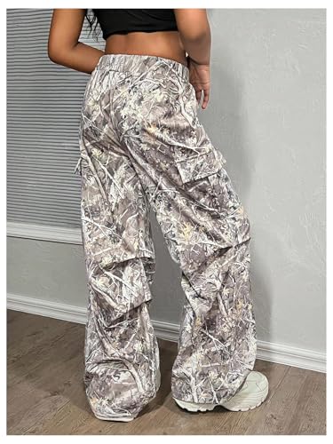 SOLY HUX Girl's Camo Cargo Pants Y2k Elastic Waist Wide Leg Baggy Parachute Pants Streetwear Trousers2