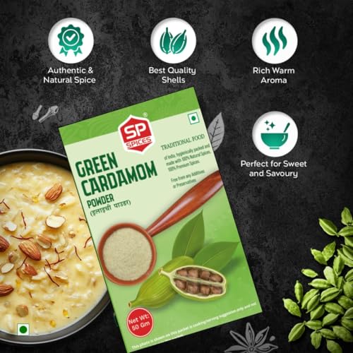 Image of SP SPICES Green Cardamom Powder - 50g - Rich Flavor & Aroma - Natural & Organic