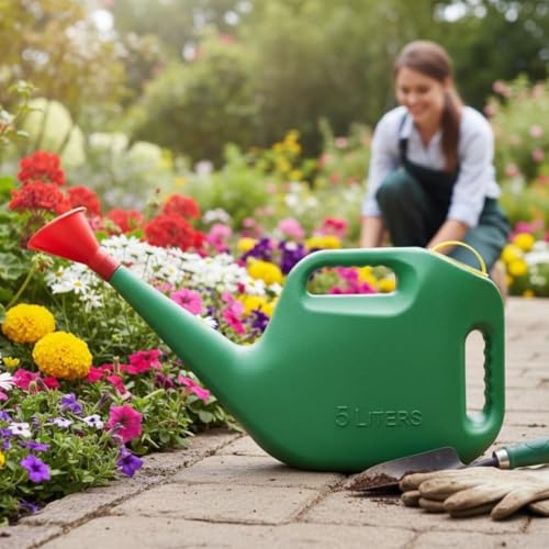 Image of 5 Litre Large Plant Watering Can for Garden|Plastic Green Water Can with Sprayer for Plants /Garden | Watering Hand Bottles for Garden | Water Spray Can