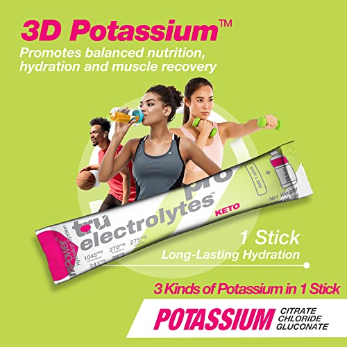 Tru Electrolytes Keto Electrolytes Powder, Sugar-Free Hydration Packets, 3D Potassium, Calcium Magnesium Hydration Powder, Hangover & Post Workout Recovery Drink, Unflavored, 20 Sticks #TOP4