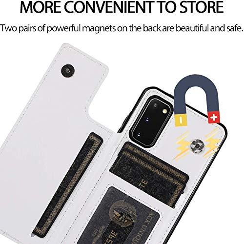 Samsung Galaxy S10 Lite (2020) Cash Wallet Case, Zyzx Galaxy M80S Pu Leather Kickstand Card Holder Slots Case Double Clasp And Durable Shockproof Phone Cover For Samsung Galaxy A91 White-Sk #TOP5