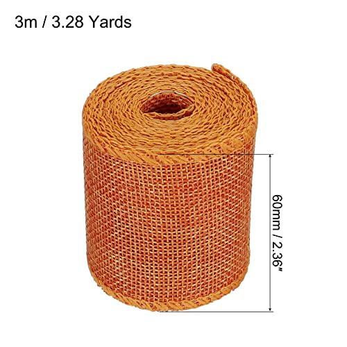 PATIKIL 2.36 Inch Wide 3.28 Yards Burlap Fabric Ribbon, 1 Pack Wired Jute Craft Roll for Party Home DIY Wrapping Decoration Orange - Image 2