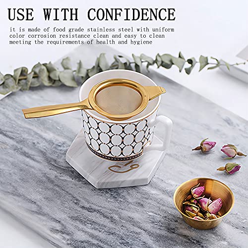 Golden Stainless Steel Tea Filter - Loose Leaf Tea Strainer with Fine Mesh Sieve - Image 2
