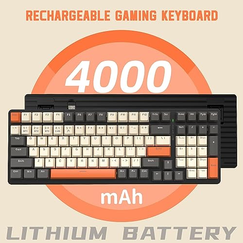 Image of ATTACK SHARK Wireless Mechanical Keyboard, 2.4G /USB-C /Bluetooth, Hot Swappable, 96% 100 Keys, 4000mAh RGB, Wrist Rest, Clicky Blue Switches, for PC Mac iPad