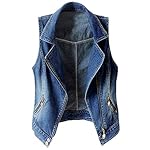 Women’s Sleeveless Lapel Denim Vest Button Up Waistcoat Cropped Jacket www.denim.fit
