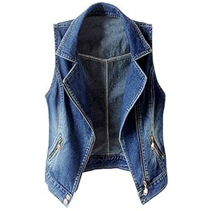Women’s Sleeveless Lapel Denim Vest Button Up Waistcoat Cropped Jacket www.denim.fit