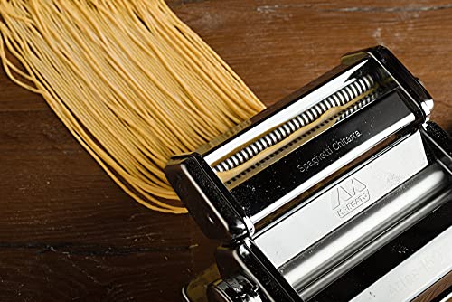 Image of Marcato Spaghetti alla Chitarra 150 Attachment for Atlas 150 Pasta Machine - Square-Cut Spaghetti Pasta Cutter, Chrome Steel Accessory, Authentic Italian Pasta Tool, Made in Italy