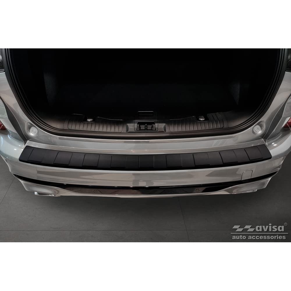 Protection Seuil Arrière INOX Noir 'Ribs' – Compatible Ford Kuga III ST-Line / Vignale / Hybrid 2019-2024 & FL 2024