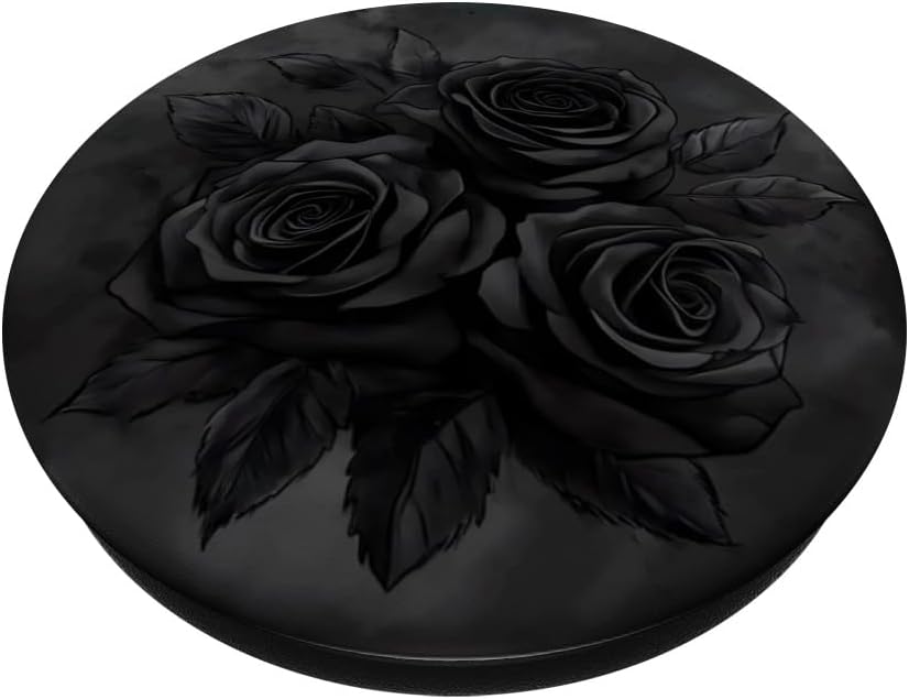 Black Roses Rose Flower Floral Pattern Print PopSockets Adhesive PopGrip - Image 2