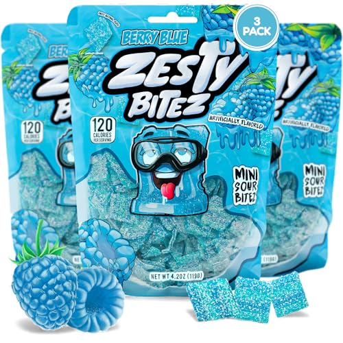 Zesty Bitez Sour Belts Blue Raspberry 3-Pack