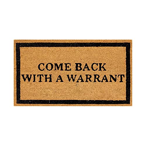 BLUYIG Christmas Front Door Mat Come Back with A Warrant Funny Welcome Unwelcome Doormats Prime Merry Rugs Porch Home Decor 17x30 Inch