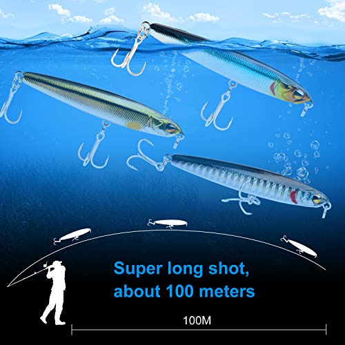 Fishing Lures Fishing Pencil Lure Slow Sinking Hard Bait Pencil Popper Lifelike Bass Fishing Lure For Saltwater And Freshwater,8Pcs #TOP5