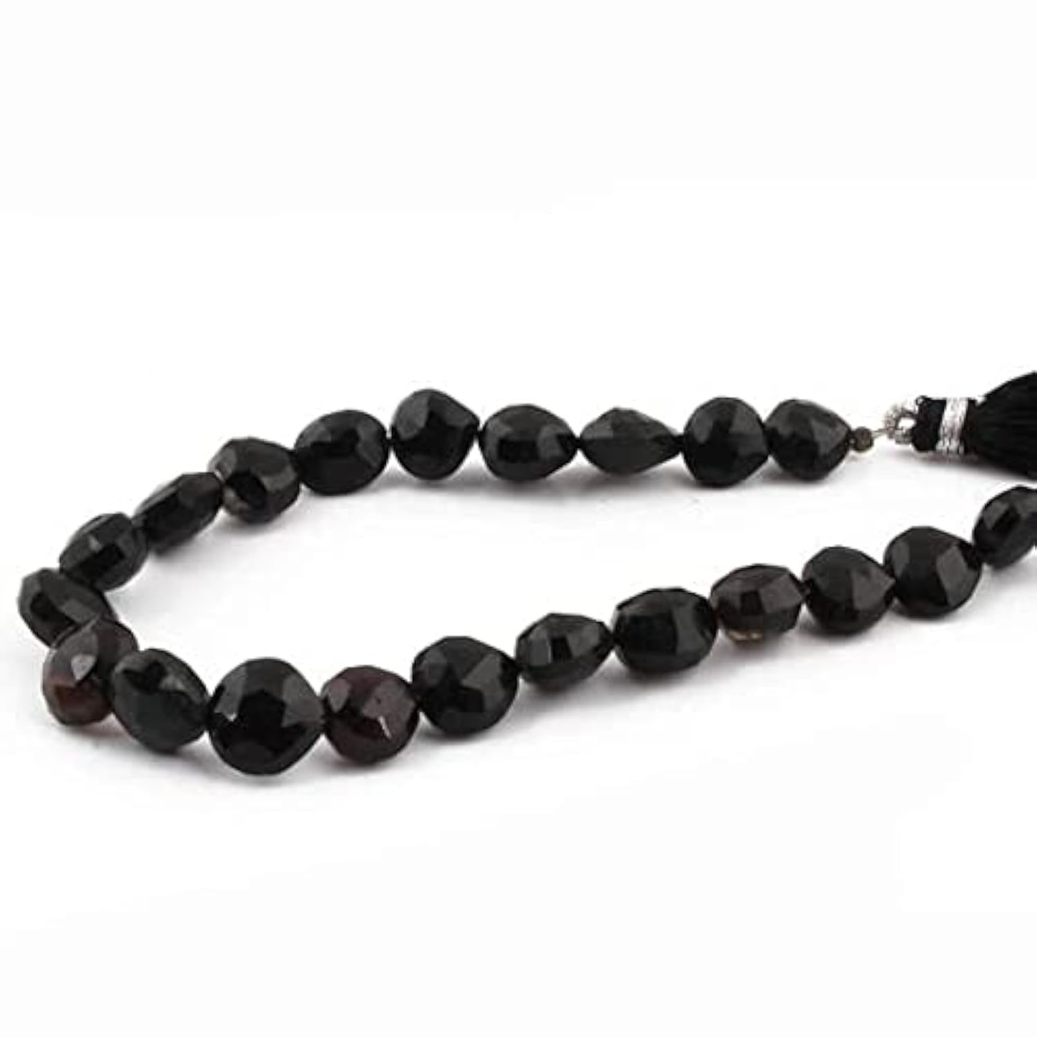 Perles de jaspe noir onyx haut de gamme taillées en cœur briolette pour joaillerie