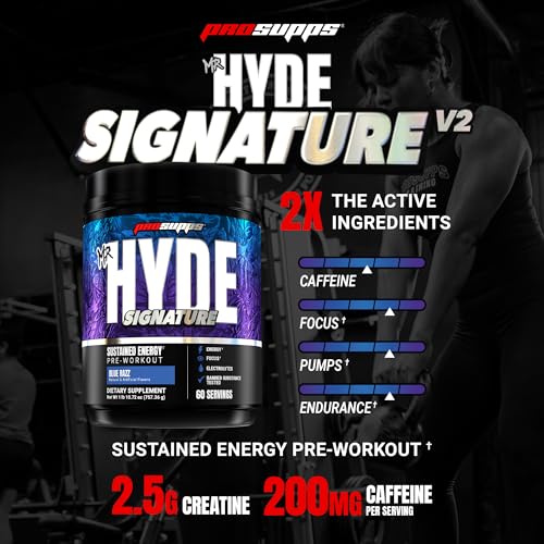 Image of ProSupps Mr. Hyde Signature V2, Pre Workout Powder with Creatine, Beta Alanine & Caffeine - Performance, Energy & Hydration - Clean Fitness & Gym Supplements for Men & Women (Blue Razz, 60 Servings)