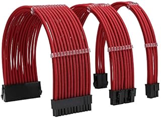 FormulaMod Sleeve Extension Power Supply Cable Kit 18AWG ATX 24P+ EPS 8-P+PCI-E8-P with Combs for PSU to Motherboard/GPU (Black)