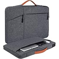 Dynotrek Arrival Grey 15.6 Inch Laptop Sleeve Case Cover with Handle for Mackbook ThinkPad Tablet Chromebook Exterior Waterproof Slab Canvas Polyester Interior Ultra Soft Fur Fabric
