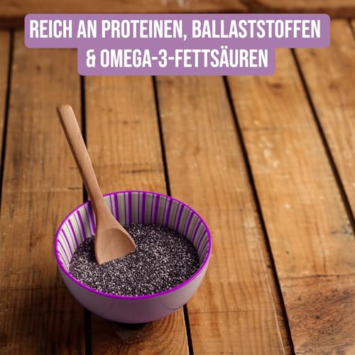 RheinNatur Bio Chia Samen 1 kg - 100% Bio Chiasamen - Reich an Proteinen, Ballaststoffen & Omega-3-Fettsäuren - Ideal für Salate, Joghurt, Müsli & Chia-Wasser - 1000 g Beutel