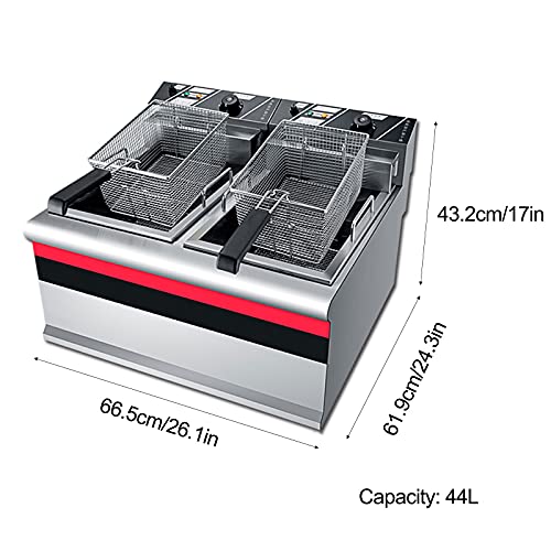KKYY Fritteuse, Kommerzielle Fritteuse aus Edelstahl, Doppel Zwei Tank Design, Handelsrestaurant, Fastfood Restaurant – Bild 3