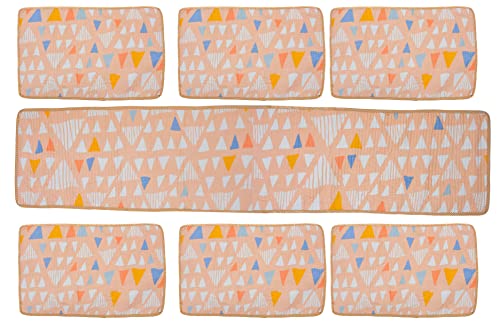 Image of COZY FURNISH Floral Microfiber Cotton Placemat & Table Runner Set for Dining Table - 6 Reversible Mats + 1 Runner | Washable Heat Resistant Table Mats Set for Home Kitchen Decor