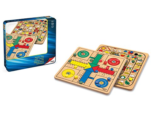 Cayro - Parchís - Oca De Madera Multicolor - Caja De Metal - 27X27Cm - Calidad Superior - Juego De Mesa Familiar - Divertido Para Todas Las Edades - Regalo Perfecto - Incluye Dados Y Fichas