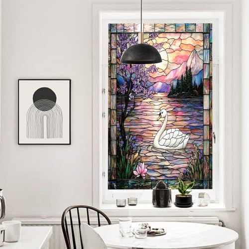 Vinilo adhesivo con diseño cisne para ventana 17.7x23.6 in miniatura 5
