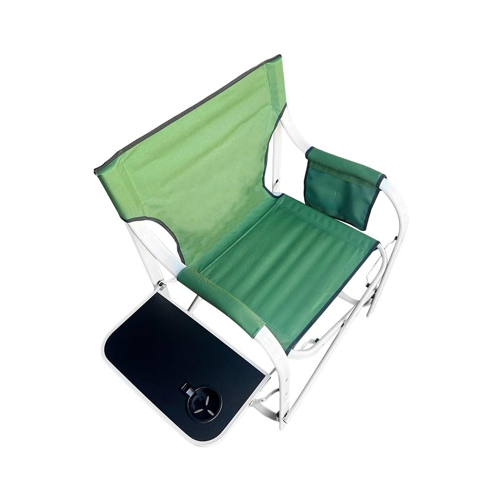Prolinemax Aluminum Green Foldable Director Chair Camping Chair Cup Holder Side Table Camp Seat