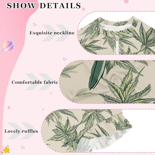 Retro Canna Neutral 1 Piecing Girls Swimsuit Long Sleeve Sun Protection Swimming Suits Bathing Suit Toddler4