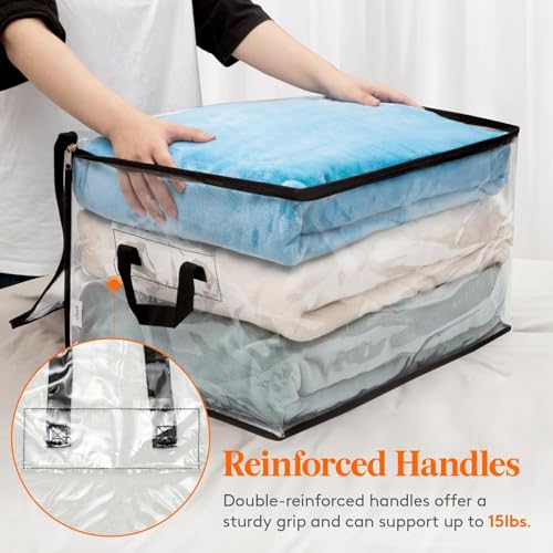 Image of JD FRESH 6 Piece 60L PVC Transparent Storage Bag with Zipper /Foldable Clothes Organiser for Wardrobe /Garments Organizer /Space Saving Storage Box for Sarees /Lehenga /Towel /Toy - 21.6 x 13.8 x 12.4 Inch