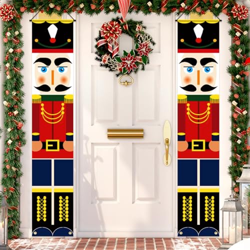 Nutcracker Christmas Decor - Outdoor Banner for Front Door Porch - Xmas Decorations for Outside