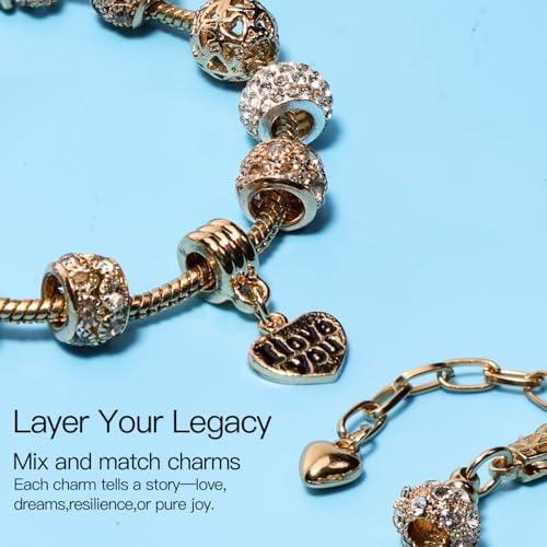 AICase Charm Bracelet for Women/Silver Plated Cuff Bangle Jewelry Gifts with Beads,Charms, and Adjustable Snake Chain Bracelet Birthday Jewelry Gift for Women Her MoM/Sister/Friends/Wife/Grandma4