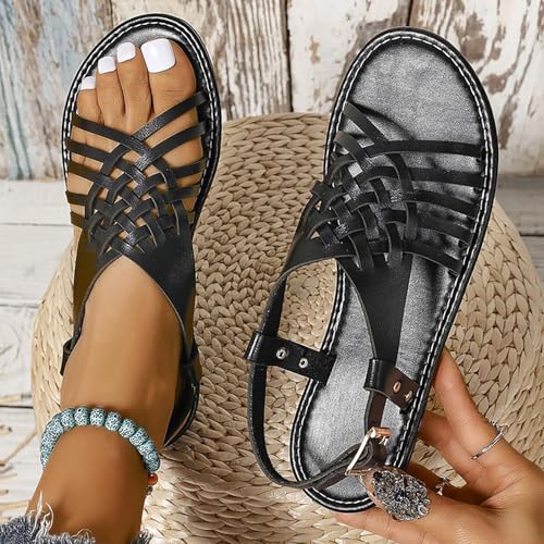Women's Dressy Flat Sandals, Mesh Lace-Up Design, Comfortable Outdoor Beach Sandals, Anti-Slip4