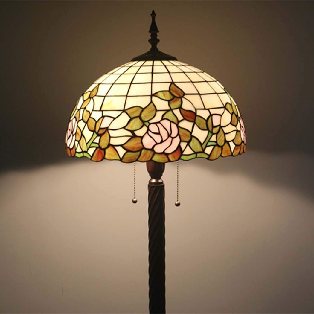 IUokLU Tiffany-style Floor Lamps,Stained Glass Floor Lights,W16 Inch and H63 Inch ReadLamps/Bedroom/Office, Zipper Switch