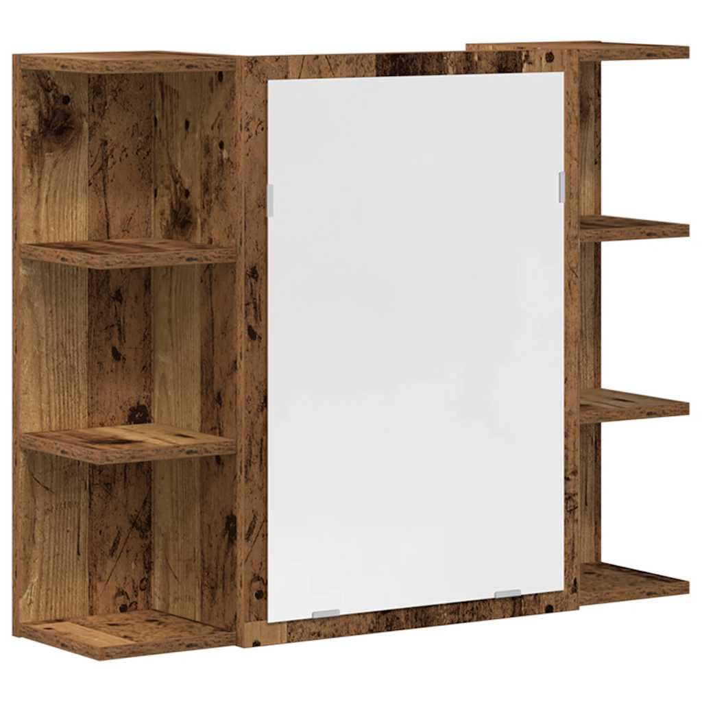 Set Mobili da Bagno 3 Pezzi in Legno Multistrato Effetto Antico | Arredo completo per stanza da bagno con specchiera e mobili contenitori salvaspazio per organizzare ogni accessorio.