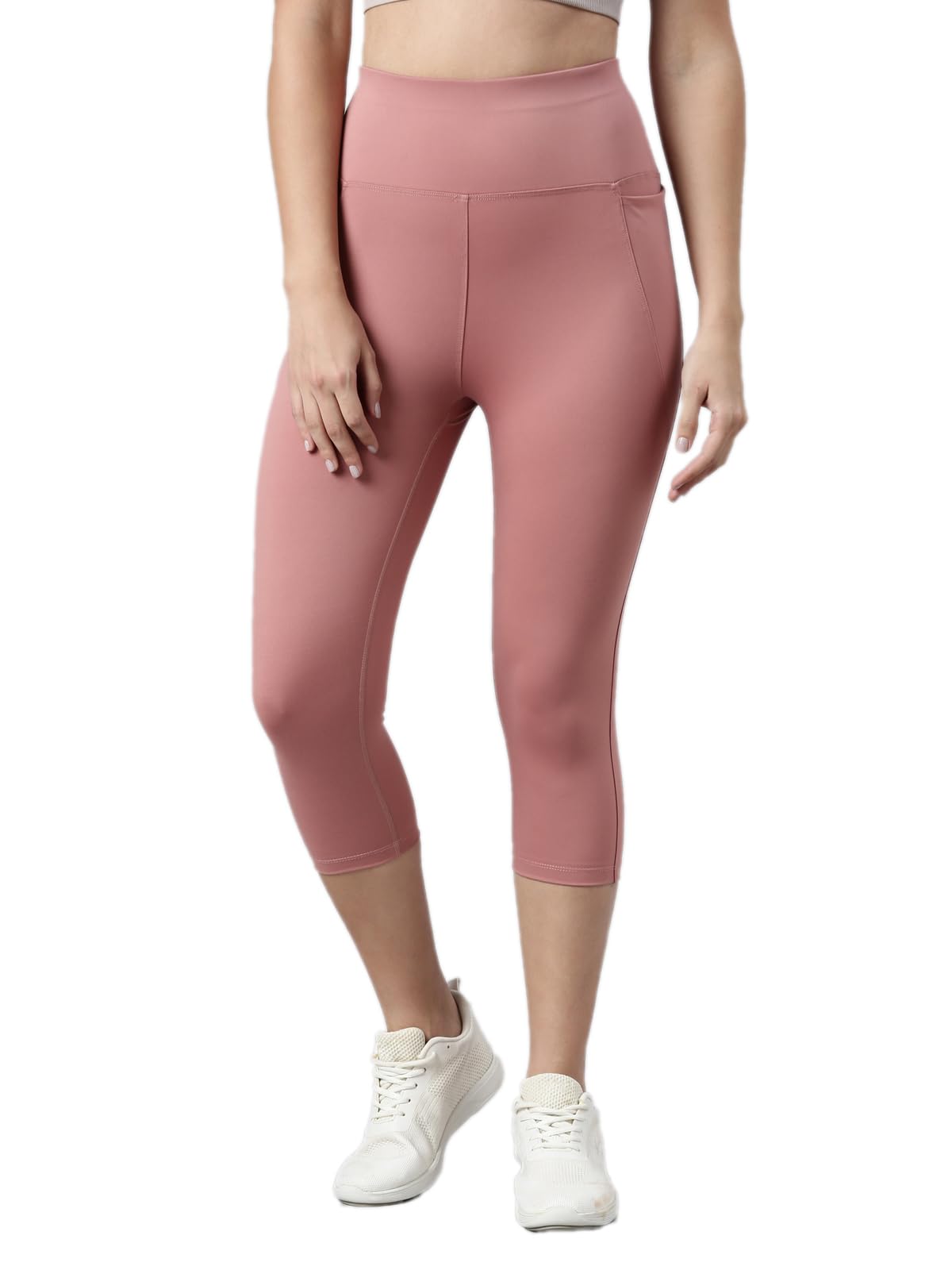 Womens Solid Training Capri | Elastane, High Rise-image-25