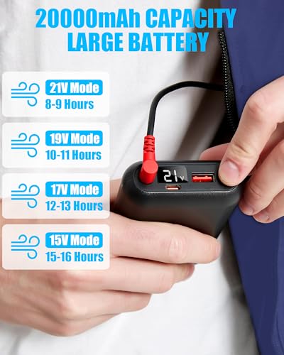 Image of 21V Cooling Fan Vest for Men and Women, With Max 12000 RPM 2 Fan & Up to 16 Hours Runtime 20000mAh Battery