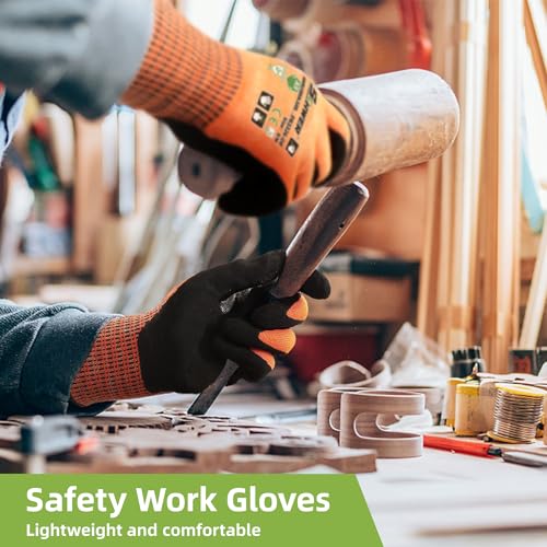 Image of Schwer 12 Pairs ProGuard High Level Cut Resistant Work Gloves PR3326 for Extreme Protection,ANSI A9 Cut Gloves with Reinforced Thumb, Non Slip, Breathable, Durable, Touch-screen, Orange XL