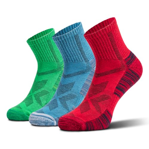 NORDIC Socks Merino Wool Lightweight Hiking Socks for Men & Women 3-Pack Low Cut Unisex Anti-Blister Moisture-Wicking Odor-Resistant (UK Alpha L XXL Regular Regular Colourful)