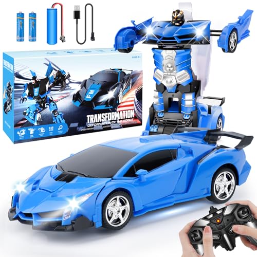 Micieycle Voiture télécommandée, Robot Transformable, pour Enfants, échelle 1:18, Jouet d'anniversaire, pour garçons de 3, 4, 5, 6, 7, 8, 9, 10 Ans, garçons et...