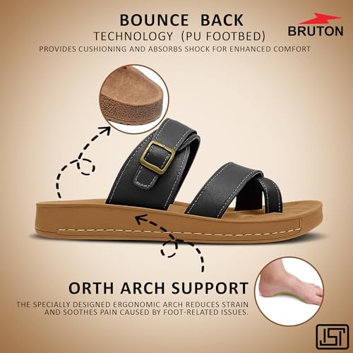 Image of BRUTON Men Men's Flipflop | Ortho | Slippers | Slides | Acupressure | Comfortable Flip Flops