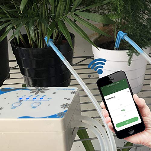 MAYiT Garden Automatic Drip Irrigation System, WiFi Connection iOS or and Android App Control Plant Watering Device, Plant Water Pump Timer Tool,Precise Watering for Garden Patio