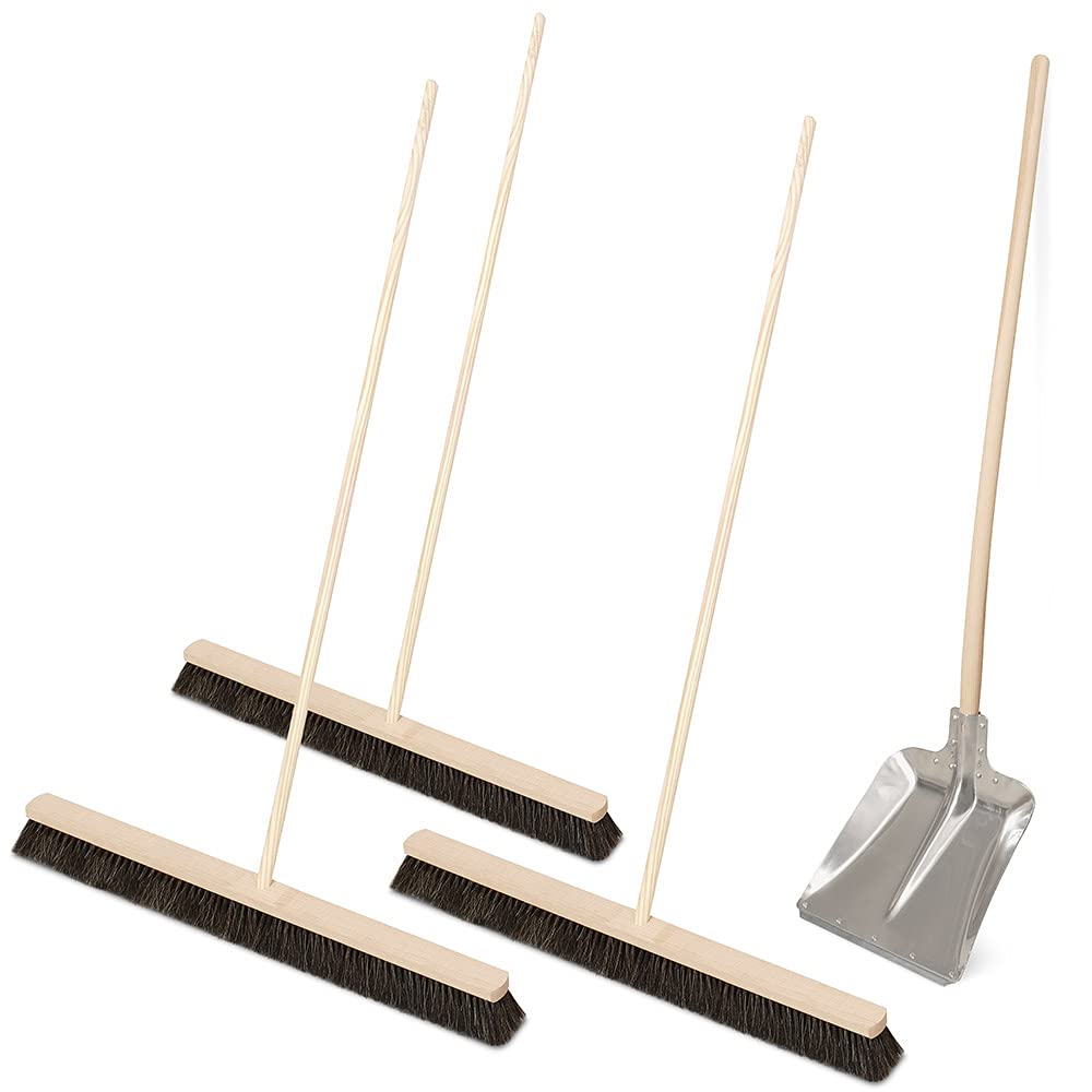 BRB Kehr-Set, 1x Alu-Randschaufel Gr. 9 + 3X Rosshaar-Besen 1000 mm Breite