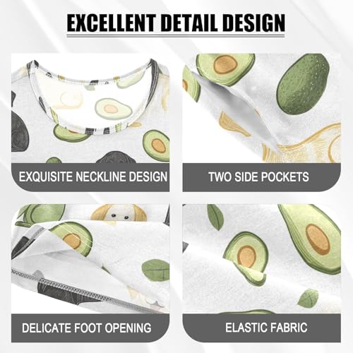 ALAZA Cartoon Puppy Dog Avocado Pajamas Set Short Sleeve Cotton Sleepwear Summer Pjs 2 Piece 5-14Y4