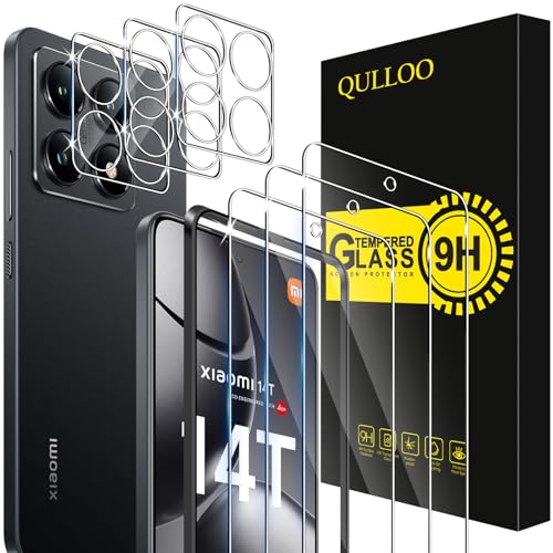 QULLOO Schutzfolie für Xiaomi 14T 3 Stück Displayschutzfolie mit 3 Stück Kameraschutz 9H Härte Gehärtetes Glas HD Klar Schutzglas Anti-Kratzen Folie