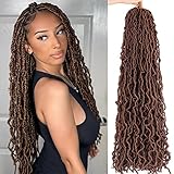 Aayubb New Soft Locs 26 Inch Pre Looped Faux Locs Crochet Hair Brown Locs Crochet Hair Goddess Locs Hair Extensions 7 Packs Crochet Hair Locs for Black Women (26 Inch (Packs of 7), 30#)
