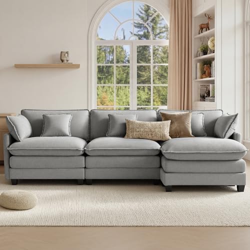 Image of KISLOT 122 inch Oversized Modular L-Shaped Sectional Sofa with 5 Pillows, Sand