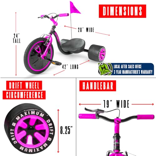 Image of Madd Gear Drift Trike for Kids Ages 5+, 16 inch Front Wheel, Adjustable Seat