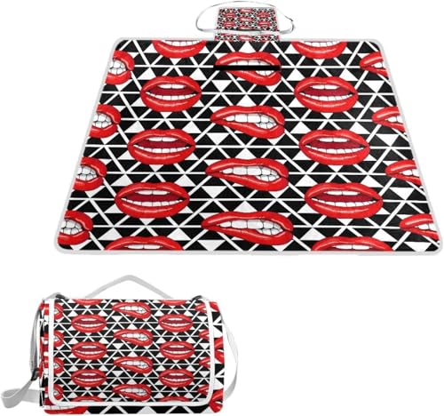 レジャーシート レジャーマット 厚手 アルミ 折り畳み 防水 コンパクト 大判 唇 幾何学模様 欧米風 花見 キャンプ 軽量 ピクニックマット 断熱 おしゃれ 人気 遠足シート 2-6人用 145*150cm