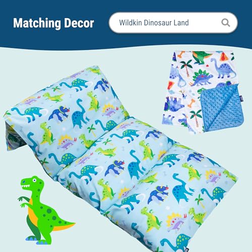 Image of Wildkin 4-Piece Toddler Bed in a Bag - Cotton Comforter, Sheets & Pillowcase for Cozy Cuddles - Dinosaur Land
